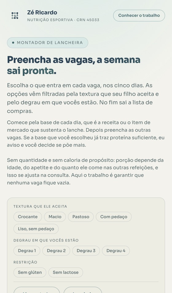 Montador de lancheira no celular