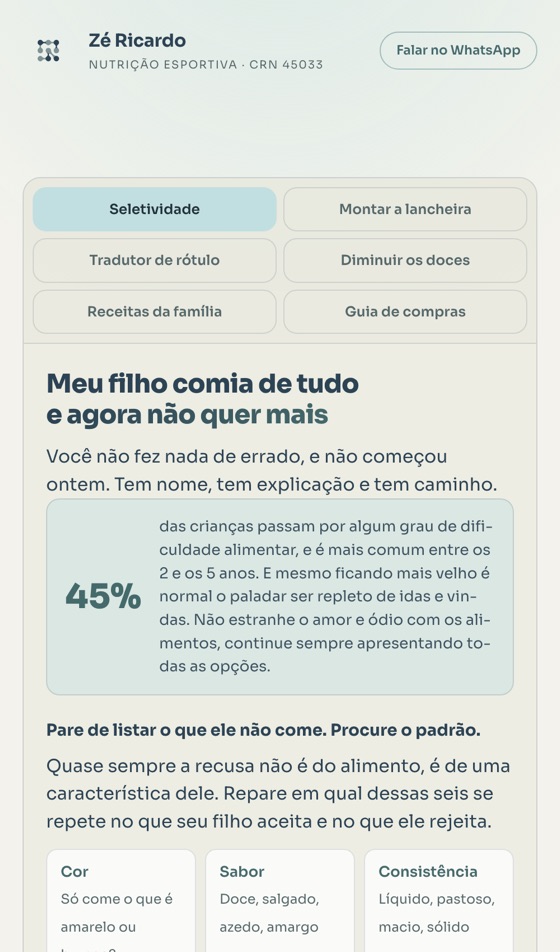 Guia de seletividade no celular